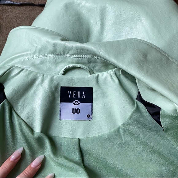 Mint Green Vegan Leather Trench Coat - Picture 7 of 10